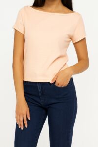 Camiseta Mujer Regular Boat Neck Rosado