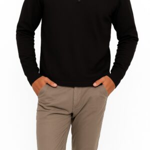 Buzo Hombre Regular Essential Half Zip Negro SS3