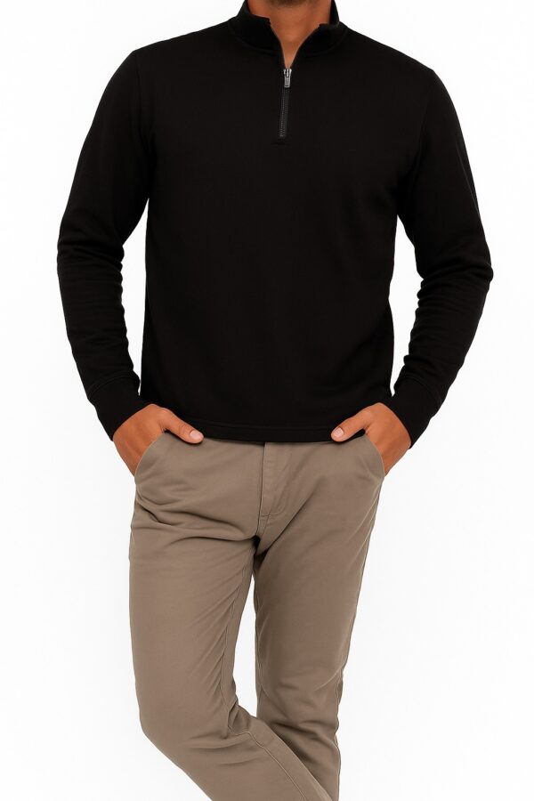 Buzo Hombre Regular Essential Half Zip Negro SS3