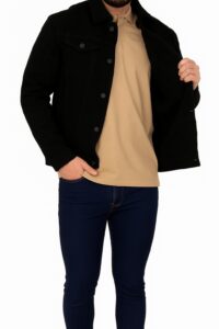 Chaqueta Hombre Regular sherpa Negra Fw4
