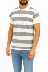 Camiseta Hombre Pique Polo Rayas Beige