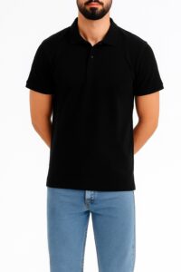 Camiseta Hombre Regular Jersey Polo Negro