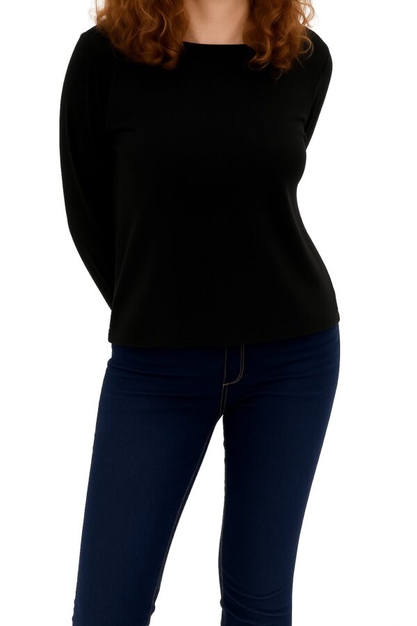Camiseta Mujer Regular Manga Larga Negro